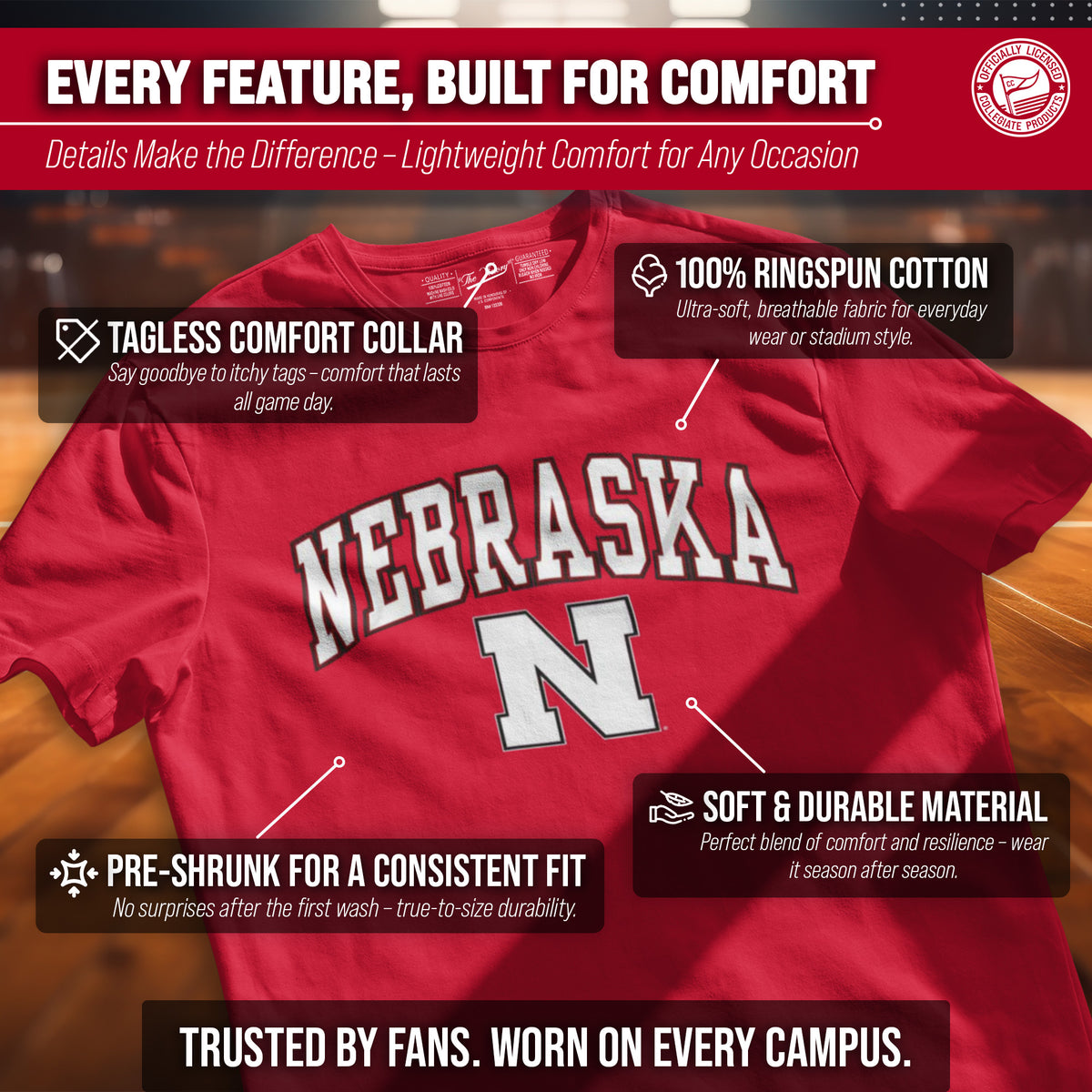 Nebraska Cornhuskers Gameday Cotton T-Shirt for Men and Women