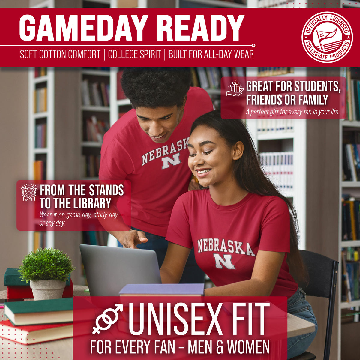 Nebraska Cornhuskers Gameday Cotton T-Shirt for Men and Women