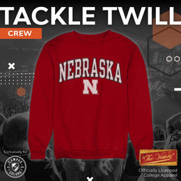 Nebraska Cornhuskers NCAA Adult Tackle Twill Crewneck Sweatshirt - Red