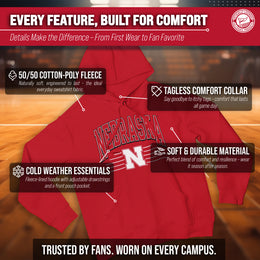 Nebraska Cornhuskers NCAA Adult Unisex Overtime Classics Hooded Fleece Sweatshirt - Red
