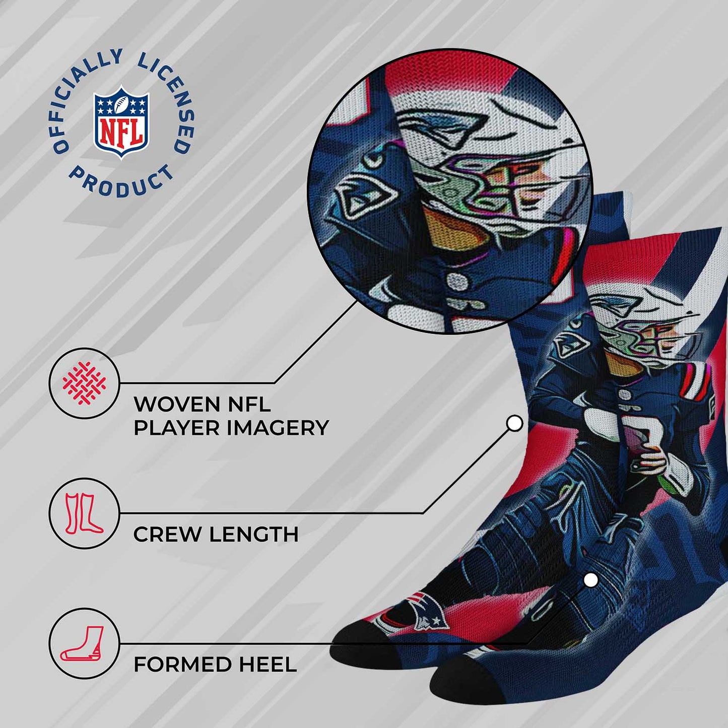 New England Patriots NFL Adult Player Stripe Sock - Navy