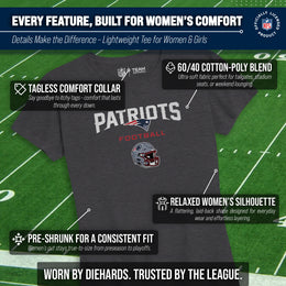 New England Patriots Women's NFL Football Helmet Short Sleeve Tagless T-Shirt - Charcoal