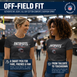 New England Patriots Women's NFL Football Helmet Short Sleeve Tagless T-Shirt - Charcoal