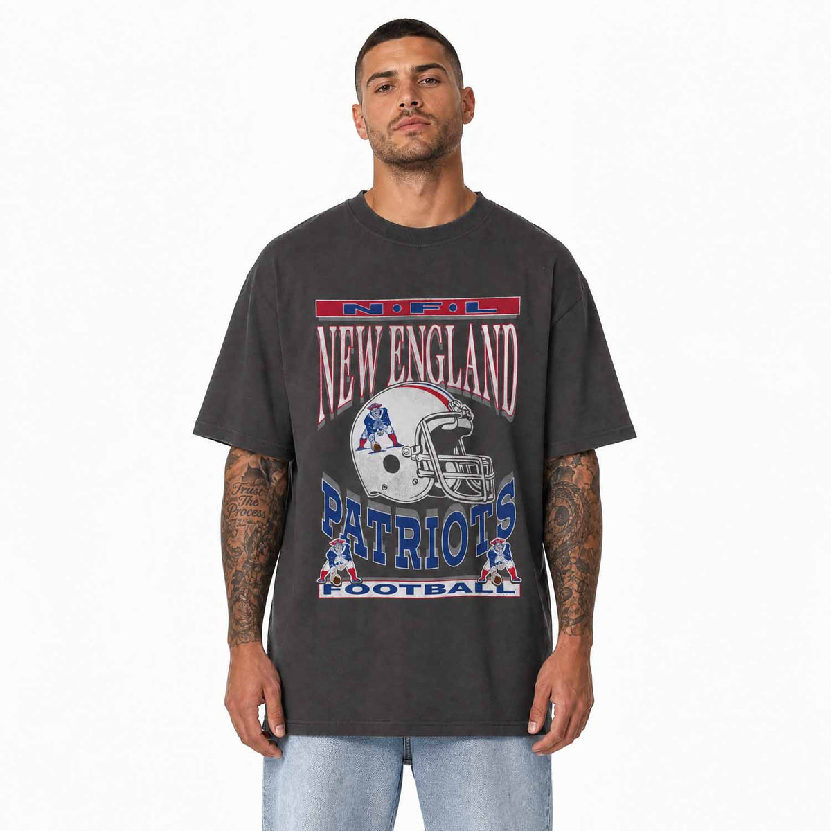 New England Patriots  NFL Franchise Oversized Cotton Tee Men Short Sleeve - Black