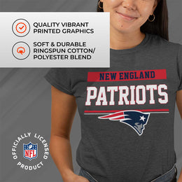 New England Patriots NFL Women's Team Block Plus Sized Relaxed Fit T-Shirt - Charcoal