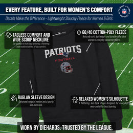 New England Patriots NFL Womens Helmet French Terry Slouchy Top - Charcoal
