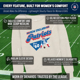 New England Patriots NFL Womens Vintage Charm French Terry Slouchy Top - Birch