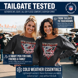 New England Patriots NFL Womens Retro Triangle French Terry Slouchy Top- Raglan Sleeves - Heather Charcoal