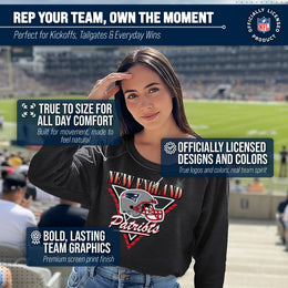 New England Patriots NFL Womens Retro Triangle French Terry Slouchy Top- Raglan Sleeves - Heather Charcoal