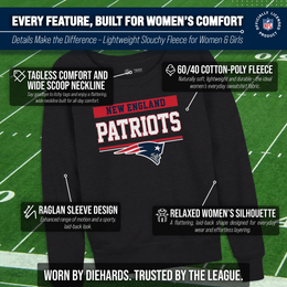New England Patriots NFL Womens Team Block French Terry Slouchy Top - Charcoal