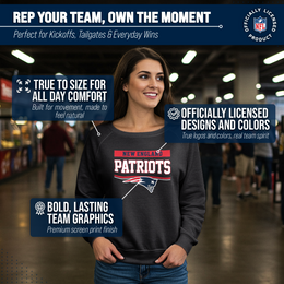 New England Patriots NFL Womens Team Block French Terry Slouchy Top - Charcoal