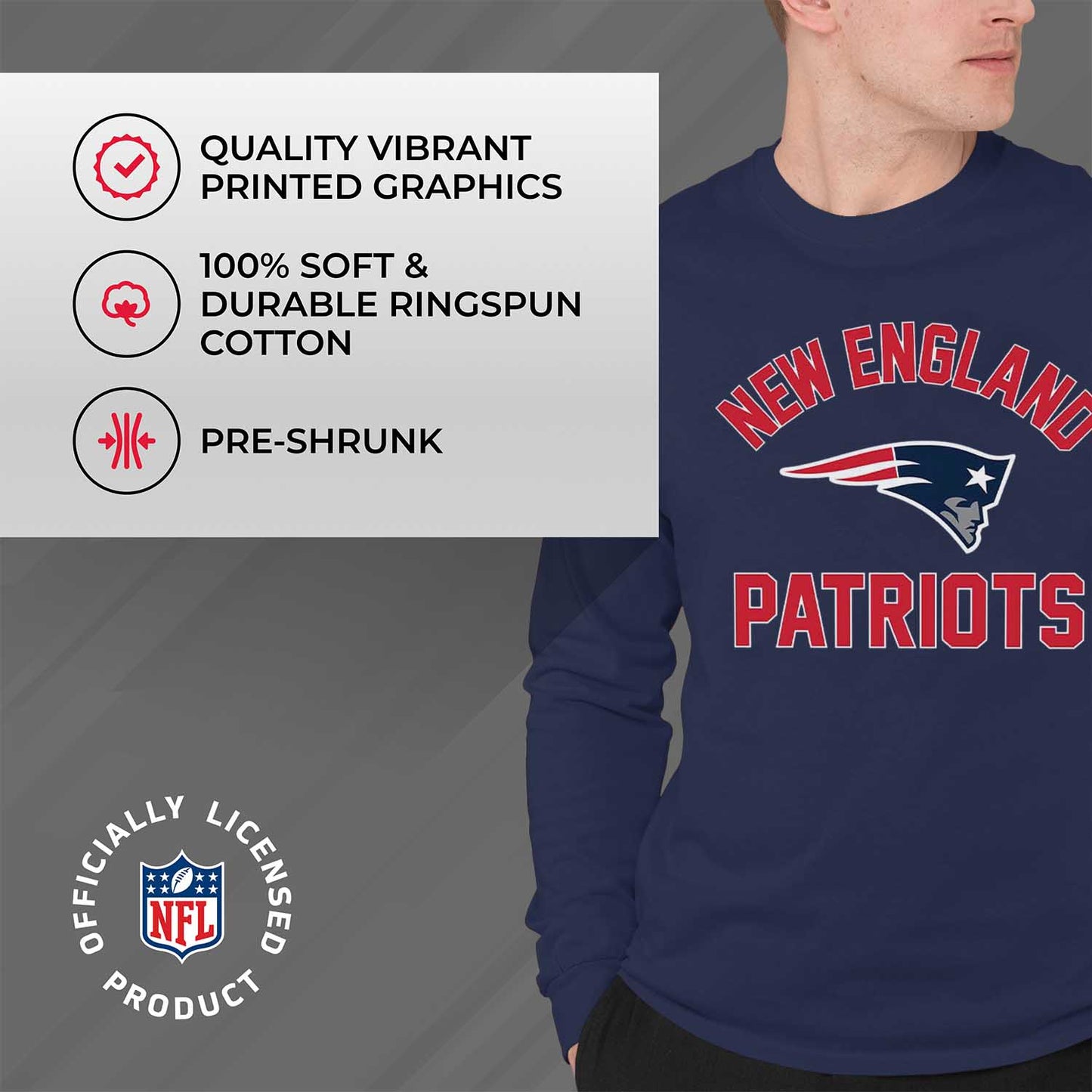 New England Patriots NFL Gameday Adult Long Sleeve Shirt - Navy