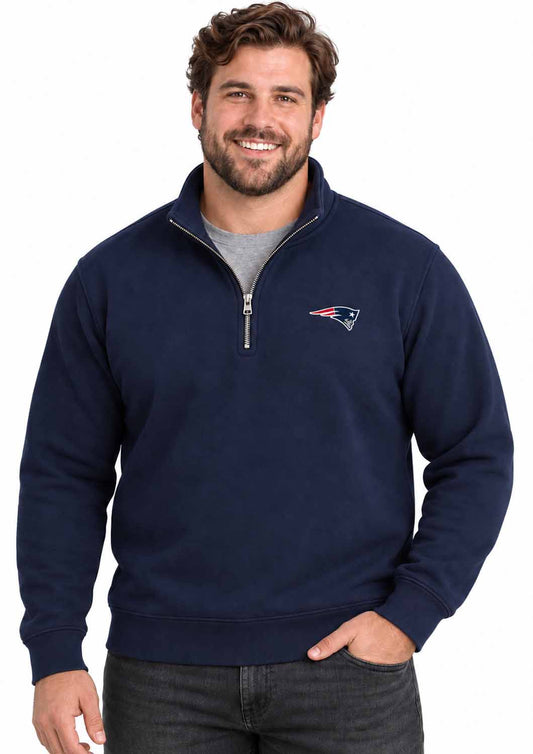 New England Patriots  NFL Quarter Zip Fleece Pullover Unisex Sweatshirt - Navy