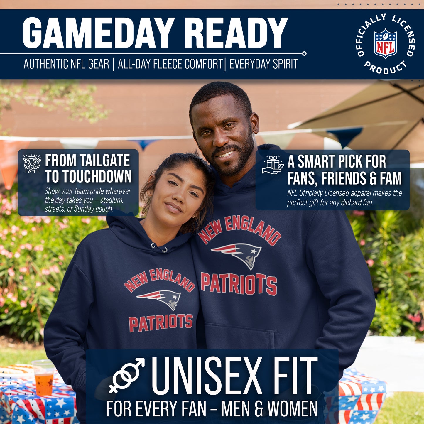 New England Patriots Team Fan Apparel NFL  Gameday Hoodie - Navy