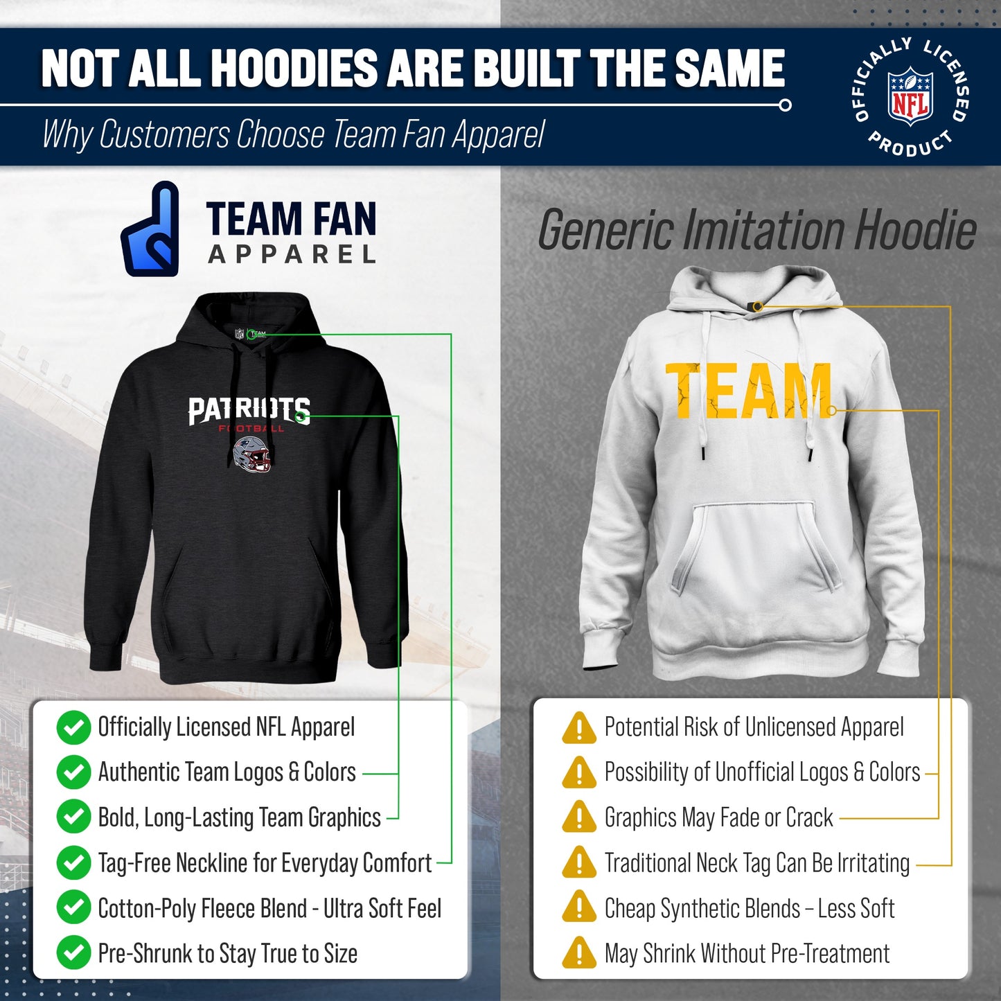 New England Patriots Adult NFL Football Helmet Heather Hooded Sweatshirt  - Charcoal
