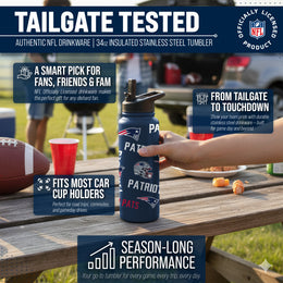 New England Patriots NFL 34oz Quencher Stainless Steel Insulated Water Bottle - Navy