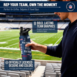 New England Patriots NFL 34oz Quencher Stainless Steel Insulated Water Bottle - Navy