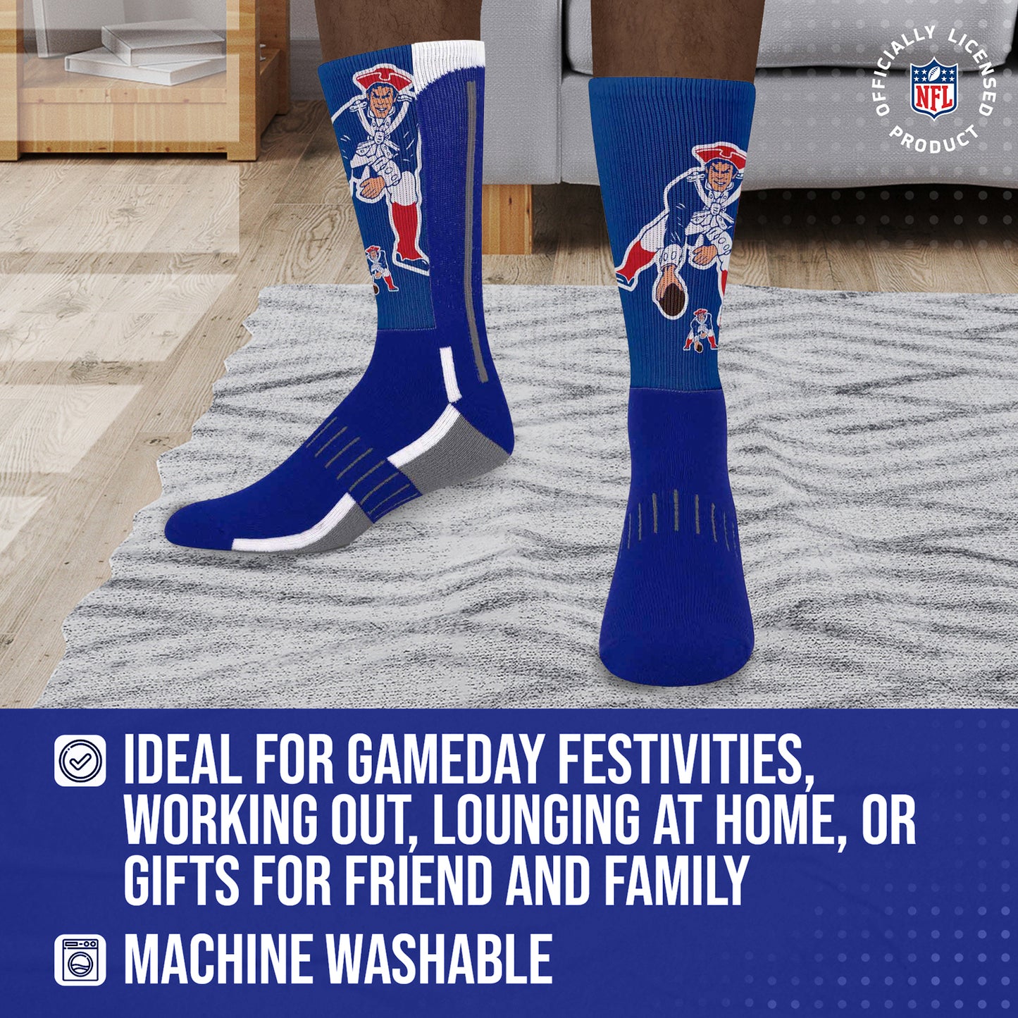 New England Patriots NFL V Curve  Socks - Blue