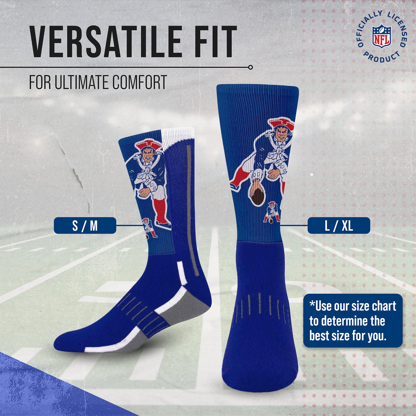 New England Patriots NFL V Curve  Socks - Blue