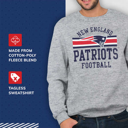 New England Patriots NFL Team Stripe Crew Sweatshirt - Sport Gray