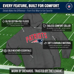 New England Patriots NFL Youth Home Team Hoodie- Kids Hooded Sweatshirt - Sport Gray