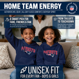 New England Patriots NFL Youth Home Team Hoodie- Kids Hooded Sweatshirt - Navy