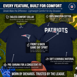 New England Patriots NFL Pro Football Final Countdown Adult Cotton-Poly Short Sleeved T-Shirt For Men & Women - Navy