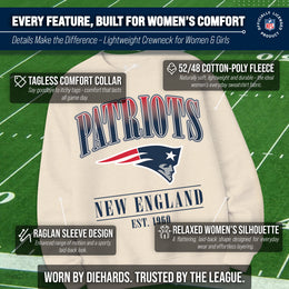 New England Patriots Womens NFL Starstruck Crewneck Pullover - Cream