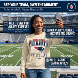 New England Patriots Womens NFL Starstruck Crewneck Pullover - Cream
