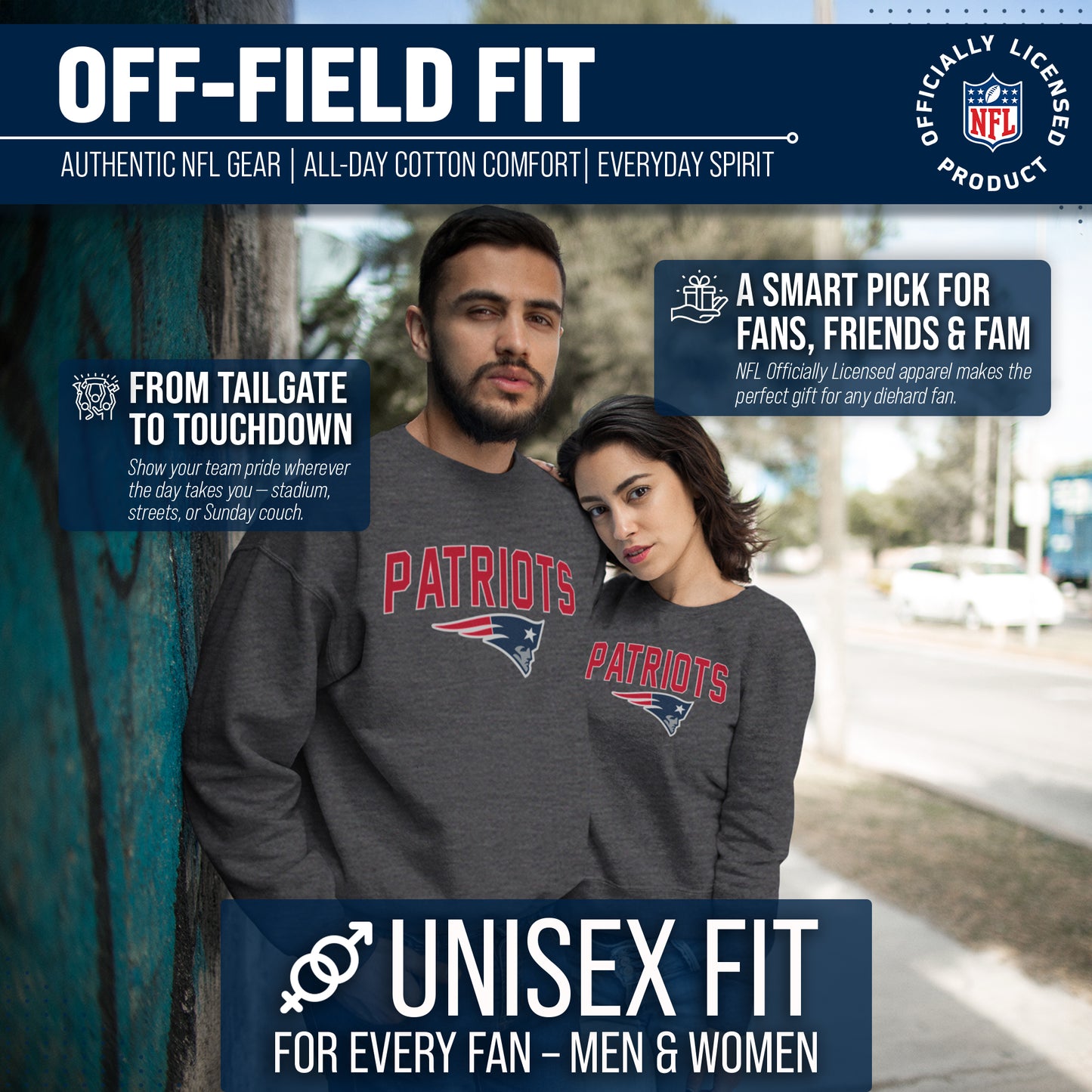 New England Patriots NFL Home Team Crew - Gray