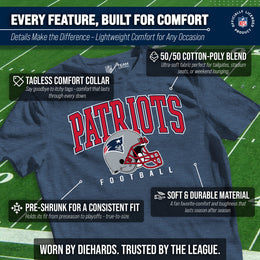 New England Patriots NFL Adult All Star Heather Tag-Less T-Shirt - Navy Heather