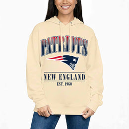 New England Patriots Ladies NFL Starstruck Fleece Pullover Hooded Sweatshirt - Cream