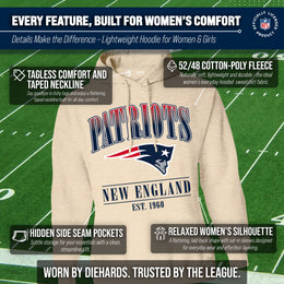 New England Patriots Ladies NFL Starstruck Fleece Pullover Hooded Sweatshirt - Cream