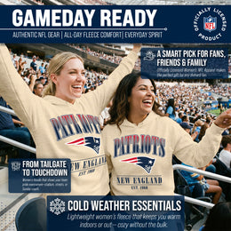 New England Patriots Ladies NFL Starstruck Fleece Pullover Hooded Sweatshirt - Cream