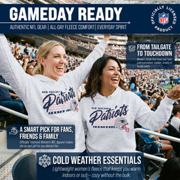 New England Patriots Ladies NFL Scrimmage Line Fleece Pullover Hooded Sweatshirt - Gray Heather