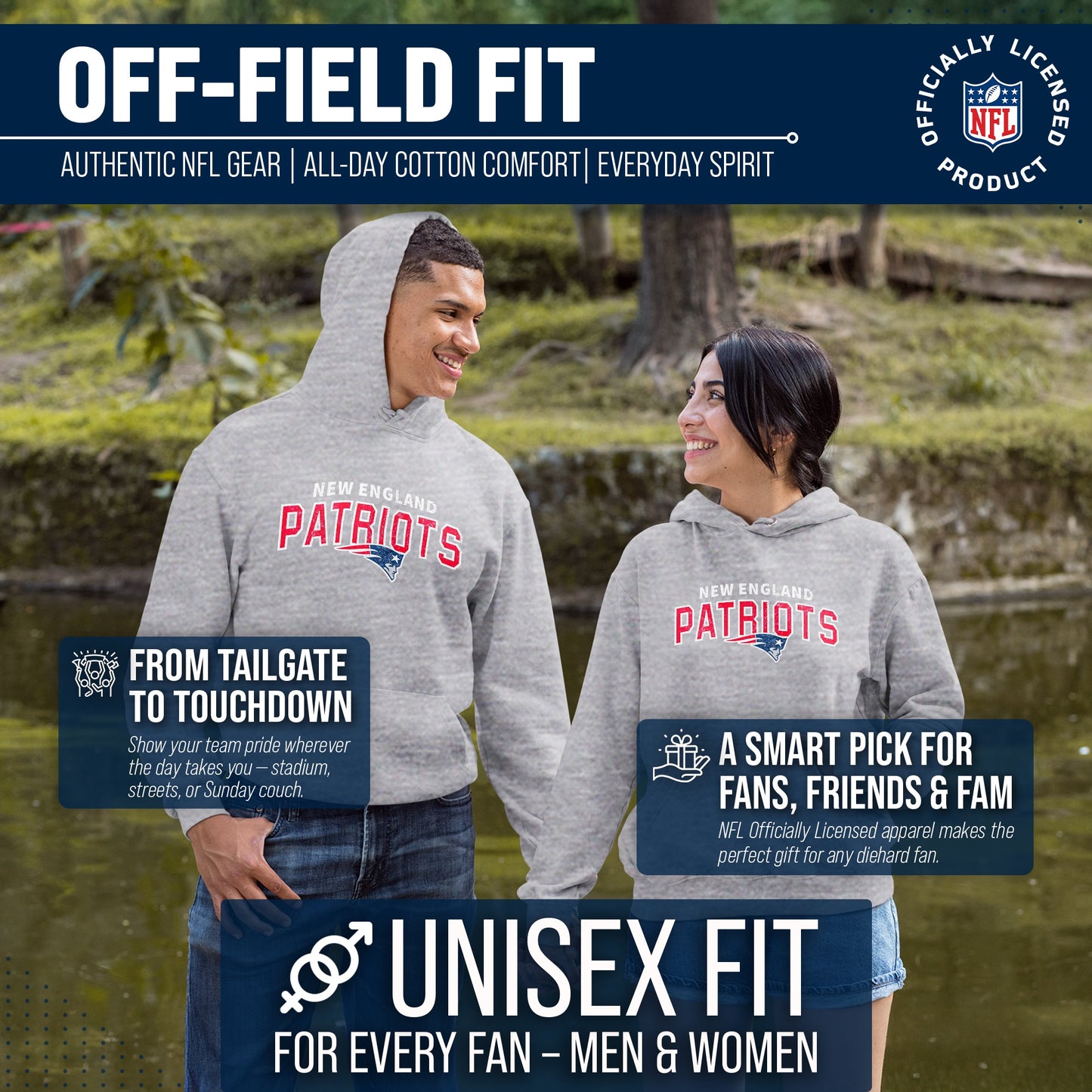 New England Patriots NFL Adult Unisex Starting Fresh Ultra Soft Fleece Hooded Sweatshirt - Athletic Heather