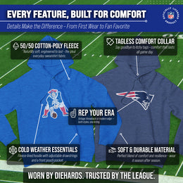 New England Patriots NFL Adult Unisex Modern Throwback Ultra Soft Fleece Hooded Sweatshirt - Royal