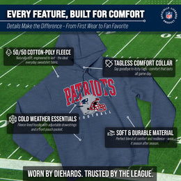 New England Patriots NFL Adult Unisex All Star Soft Fleece Hooded Sweatshirt - Navy Heather