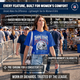 New England Patriots  Women's Franchise Helmet Crop T-Shirt Mock Neck - Royal