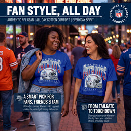New England Patriots  Women's Franchise Helmet Crop T-Shirt Mock Neck - Royal