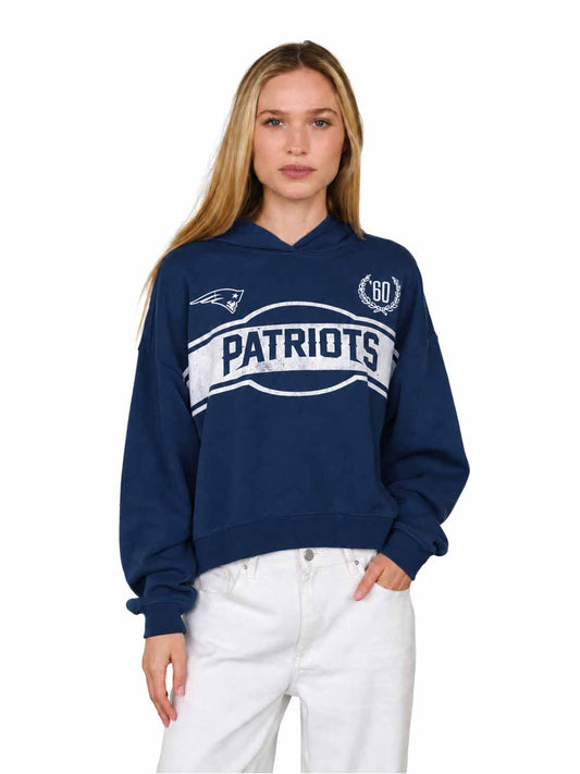 New England Patriots  NFL Women's Franchise Oversized Crop Hoodie Fleece - Navy