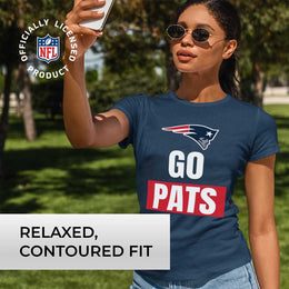 New England Patriots NFL Womens Plus Size Team Slogan Short Sleeve T-Shirt - Navy