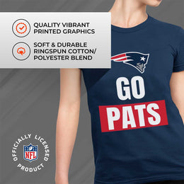 New England Patriots NFL Womens Plus Size Team Slogan Short Sleeve T-Shirt - Navy