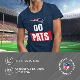 New England Patriots NFL Womens Plus Size Team Slogan Short Sleeve T-Shirt - Navy