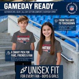 New England Patriots NFL Youth Short Sleeve Charcoal T Shirt - Charcoal