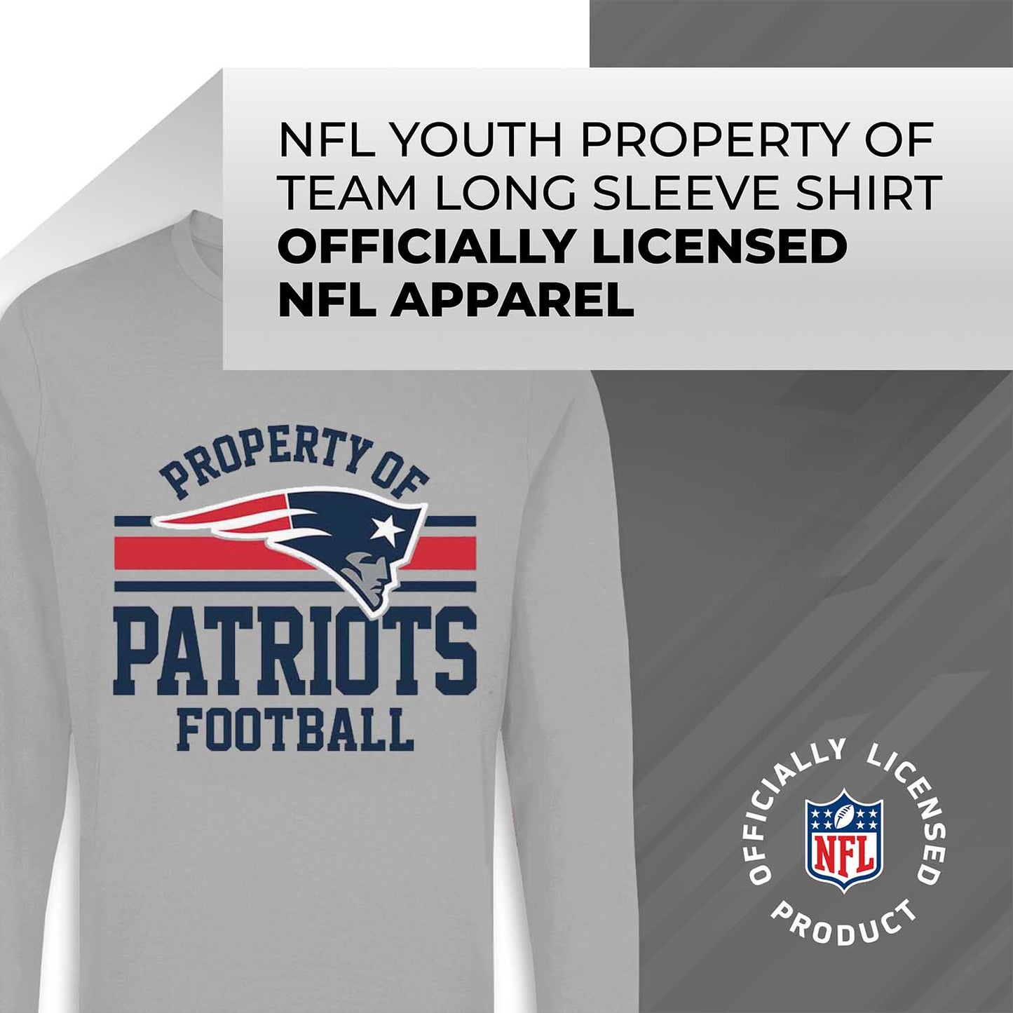 New England Patriots NFL Youth Property Of Crew Sweatshirt - Sport Gray