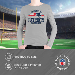New England Patriots NFL Youth Property Of Crew Sweatshirt - Sport Gray
