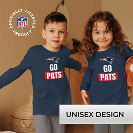 New England Patriots NFL Youth Team Slogan crewneck Sweatshirt - Navy