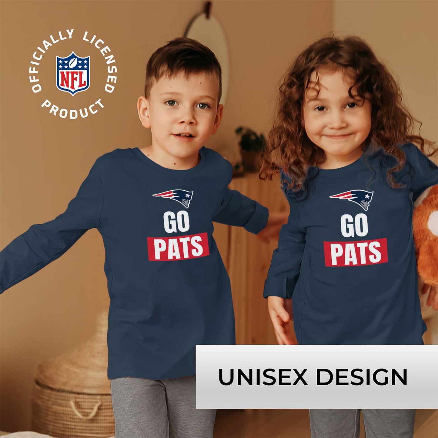 New England Patriots NFL Youth Team Slogan Long Sleeve Shirt  - Navy