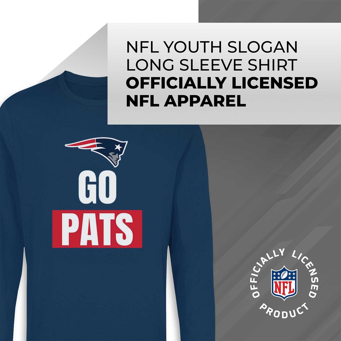 New England Patriots NFL Youth Team Slogan Long Sleeve Shirt  - Navy